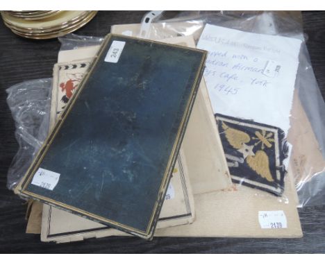 A selection of ephemera including a volume The Giants Causway, A Poem by William Hamilton Drummond, a WW2 USAAF bomber patch,