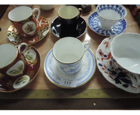 A selection of cabinet cups and saucers including Carltonware and Royal Worcester