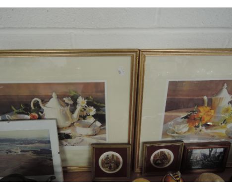 A selection of pictures and prints including two limited edition prints after Raymond K Boyes, Lilies, 63/850 and Roses II 63