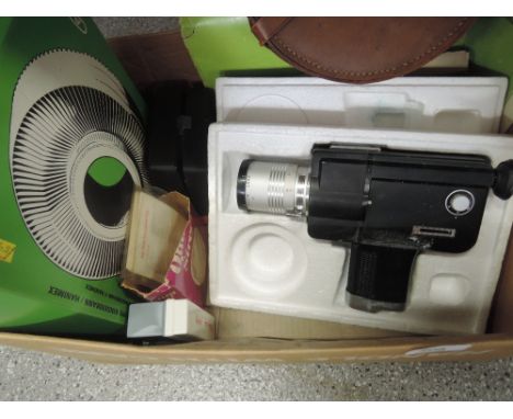 A Pacemaker super 8 cine camera slide carousel etc