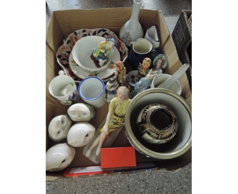 A box of ceramic ornaments etc including Hummell