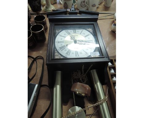 A modern Acctim wall clock and onyx cased thermometer