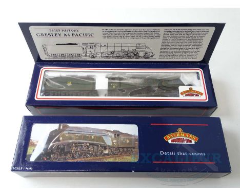 A pair of BACHMANN OO gauge Class A4 steam locomotives comprising 31-959 'Miles Beevor' in LNER blue and 31-955 'Dominion of 