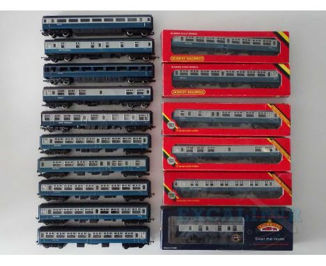 A quantity of OO gauge passenger coaches by BACHMANN, HORNBY etc. all in BR blue /grey livery (one coach A/F) - G/VG in F/G b