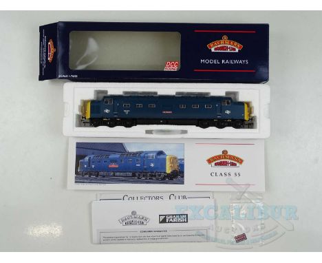 A BACHMANN OO gauge 32-530DS Class 55 Deltic diesel locomotive in BR blue livery numbered 55001 'St Paddy', DCC Sound fitted 