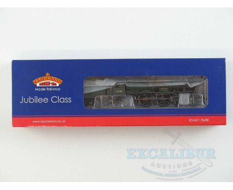 A BACHMANN OO gauge 31-189 Jubilee class steam locomotive in BR green livery numbered 45606 'Falkland Islands', factory weath