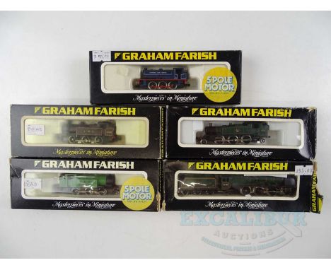 A group of GRAHAM FARISH N gauge locomotives, two marked as 'DEAD' to box, in various liveries - G/VG in F/G boxes (5)