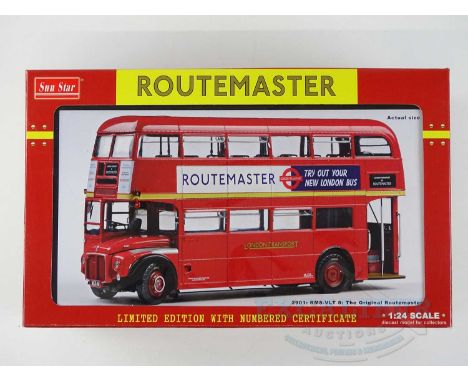 A SUNSTAR 1:24 scale 2901 Routemaster bus 'RM8 - VLT 8: The original Routemaster', as new, still factory sealed internally wi