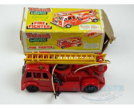 A TRI-ANG MINIC friction drive plastic Series II Fire Fighter fire engine - G in F/G box