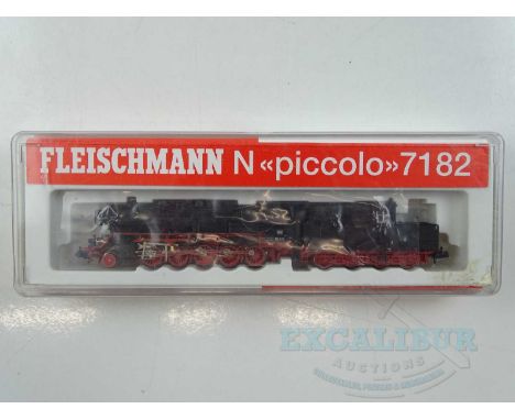 A FLEISCHMANN N gauge 7182 German outline BR50 class steam locomotive in DB black livery - VG in G box