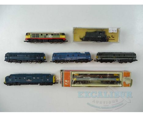 A group of N gauge diesel locomotives by LIMA and FARISH, some a/f - F/G, unboxed (7)