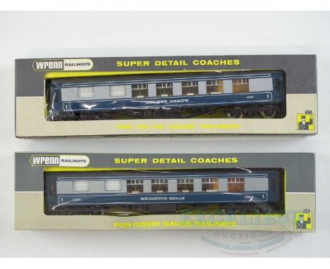 A pair of WRENN OO gauge Pullman cars in BR blue/grey livery comprising Golden Arrow and Brighton Belle examples - VG in G/VG