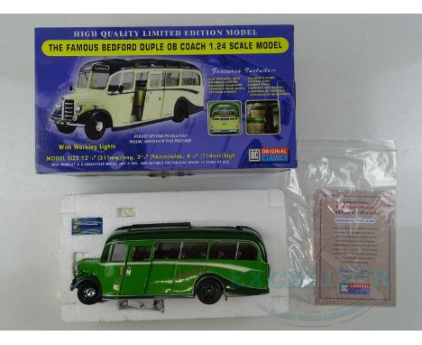 An ORIGINAL CLASSICS 1:24 scale diecast Bedford OB coach in Southdown livery, complete with all accessories and certificate -