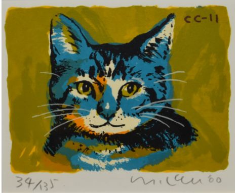 After Michael Leu (b.1950/1, Taiwanese), serigraph print, 'Coal Cat #11', signed and dated '00 to the lower right, limited ed