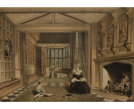 After Joseph Nash (1809-1878, British), Six coloured prints, Five architectural interpretations copied from Mansions of Engla