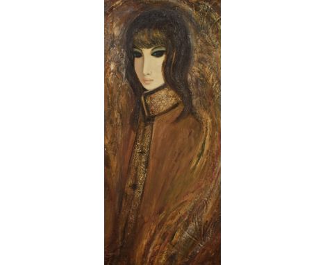 20th Century (Swedish School), oil on board, A half length portrait of a young female, impasto finish, painted circa 1969 in 