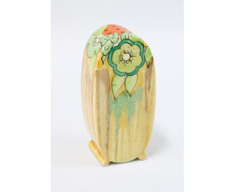 Clarice Cliff Jonquil pattern sugar caster, circa 1935, 13cm 