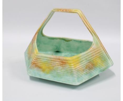 Beswick Art Deco pottery basket, model No. 606, 26cm wide 