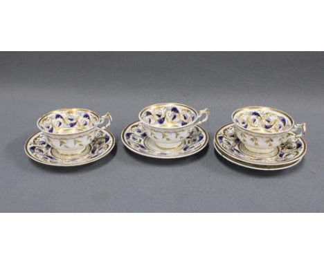 Three 19th century English porcelain teacups and four saucers (7) 