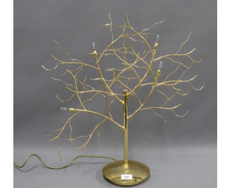 Contemporary gilt metal table lamp in the form of a tree, the branches with small bulbs, 60cm 