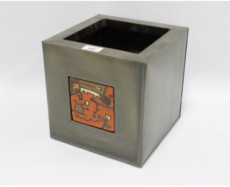 Metal planter of square firm with Aztec pattern 23 x 23cm 