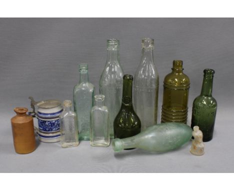 Collection of antique and vintage glass bottles, etc (12) 