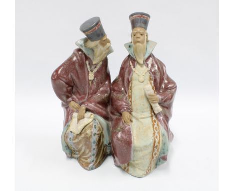Lladro handpainted Gres figure 'Magistrates', Model No. 2052, issued 1974 - 1981 sculpted by Juan Huerta, approx. 29cm 