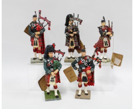 Set of five Piper resin sculpture figures, 18cm (5 one a/f) 