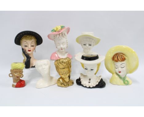Eight vintage pottery head vases, various makers (8) 