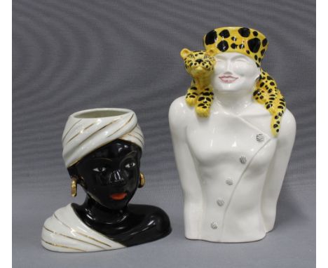 Two vintage pottery head vases (2) 