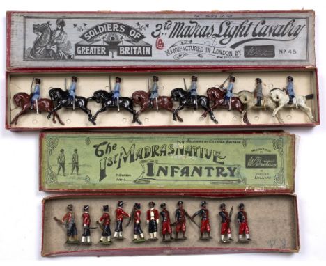 BRITAINS THIRD MADRAS LIGHT CAVALRY FIGURES (8) with box, the First Madras Native Infantry figures (6) to include a box of fi