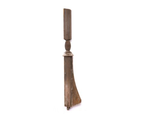 A SECTION OF 19TH CENTURY PINE ARCHITECTURAL ELEMENT removed from Chinnor Railway Station consisting of a part bracket and tu
