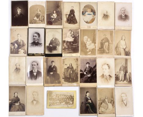 A GROUP OF 19TH CENTURY CABINET PORTRAIT PHOTOGRAPHS each approximately 10.5cm x 6cm overall to include one depicting a schoo