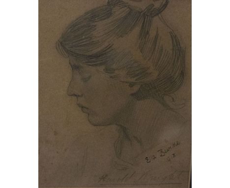 HAROLD KNIGHT (1874 - 1961) portrait of Ella Burke, pencil, signed inscribed and dated 1913, 16.5cm x 13cm