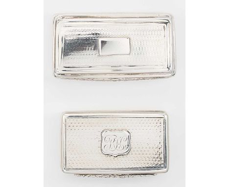 Two 19th century silver snuffboxes, mark of Francis Clark, each of rectangular form decorated with engine turned engraving an