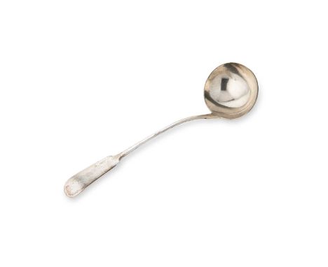 Edinburgh - A William IV silver soup ladle, mark of Elder &amp; Company, 1836, 'Fiddle' pattern, monogrammed, with circular b