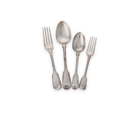 A 14-piece set of Victorian silver flatware with 9 additions, mark of Chawner &amp; Company (George William Adams), London 18