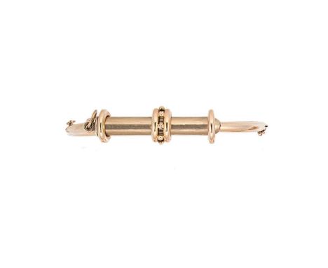 A novelty bangle with pencil attachment, the narrow bangle with three hoops allowing for the propelling pencil engraved 'LONG