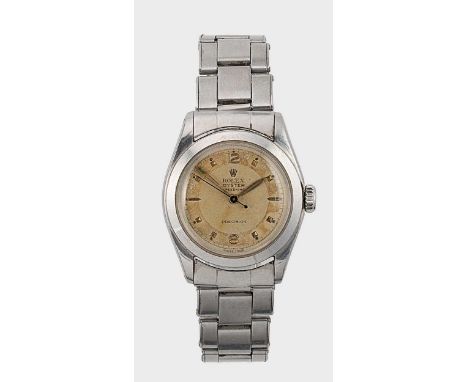 Rolex - A steel 'Oyster Speedking Precision 31' wristwatch,  circa 1952, model 6020, serial number 752340, circular cream-col