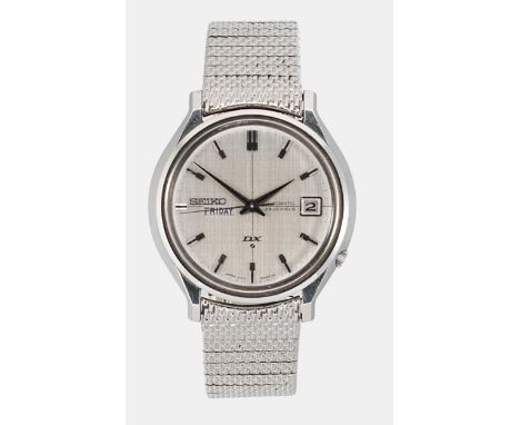 Seiko - A mid 20th century steel 'DX' wristwatch, circa 1969, serial number 903780, circular textured silver coloured 'crossh
