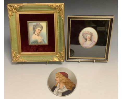 Continental School, a portrait miniature, Marie Thérèse Louise of Savoy, Princesse de Lamballe, oval, 8.5cm x 6.5cm;  another