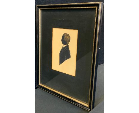 An early Victorian silhouette portrait miniature, John Wilkinson, died 21st June 1846 aged 16 years, New Brighton, details ve