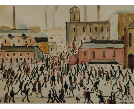 Laurence Stephen Lowry (British 1887-1976), by and after, Going to Work, limited edition colour print, 827/850, Henry Bucklan