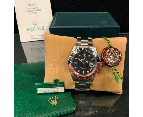 A Rolex Oyster Perpetual GMT-Master II ' Coke' stainless steel gentleman's wristwatch, ref. 16760, serial no. 881873, rotatin