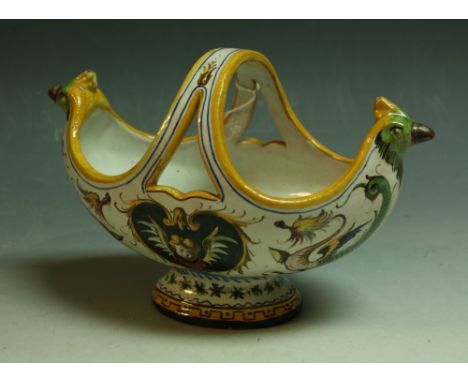 A 19th century Italian Cantagalli basket, 14cm high