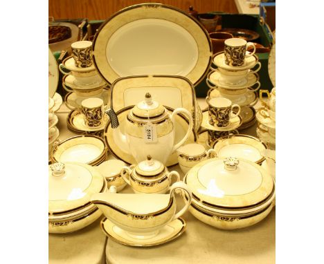 A Wedgwood Cornucopia pattern six setting dinner, coffee and fruit set, including tureen, coffee pot, cream jug, milk jug, su