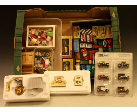 Toys and Collectibles - Matchbox and other vehicles and sports cars; a red London bus; a Franklin Mint pocket watch; a simila