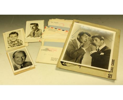 Autographs and printed collectors club issue photographs including Dean Martin & Jerry Lewis, John Payne, Stanley Holloway, J