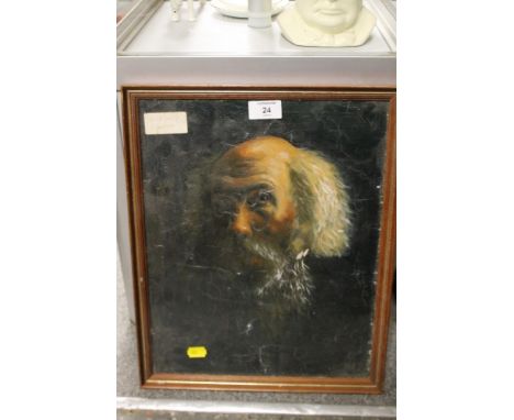 A FRAMED AND GLAZED OIL ON CANVAS LAID ON BOARD PORTRAIT STUDY OF AN ELDERLY GENTLEMAN