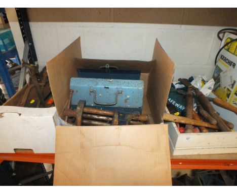 A QUANTITY OF HAND TOOLS, TOOL BOXES ETC